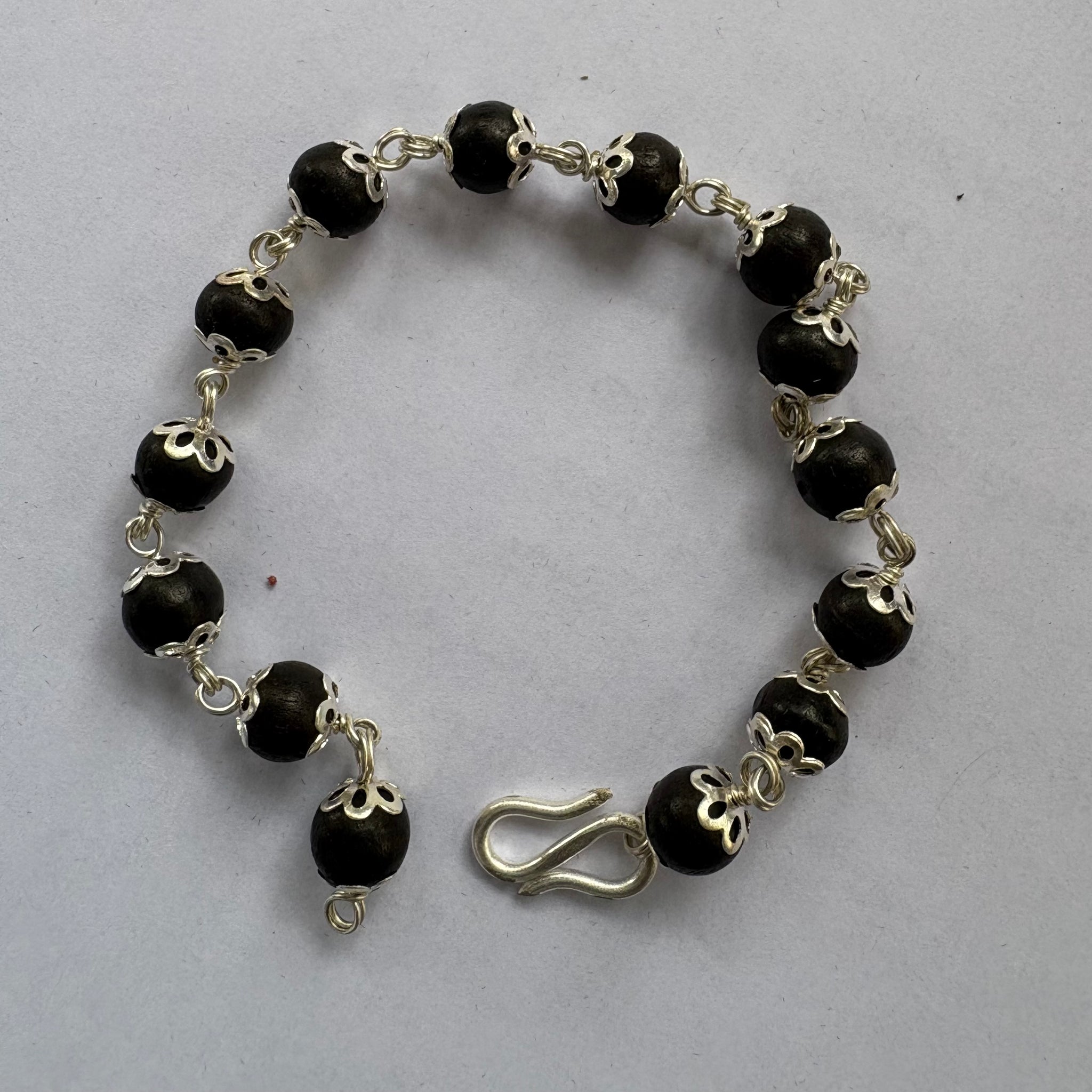 German Silver Karungali Bracelet (Pure & Certified) – Handcrafted Ebony Wood Spiritual Bracelet for Positivity & Focus