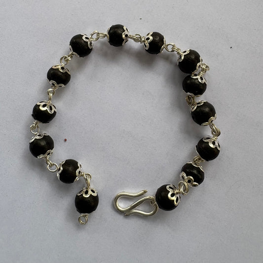 German Silver Karungali Bracelet (Pure & Certified) – Handcrafted Ebony Wood Spiritual Bracelet for Positivity & Focus