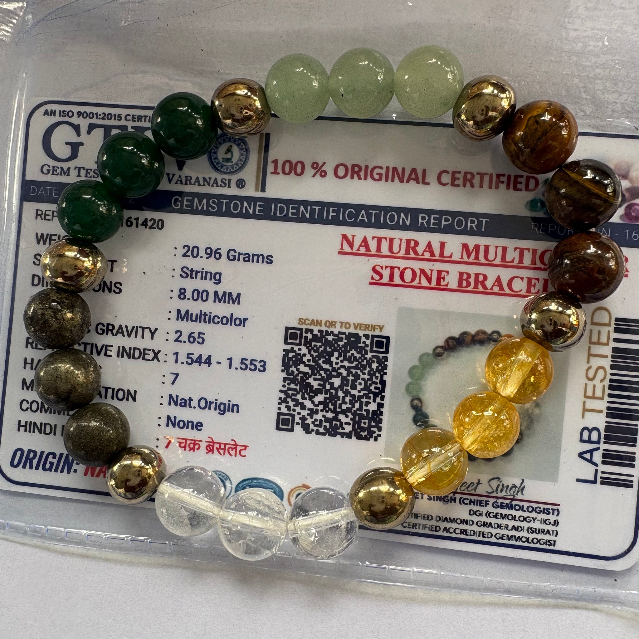 Dhana Yoga 7 Chakra Bracelet  (Handcrafted & Certified)