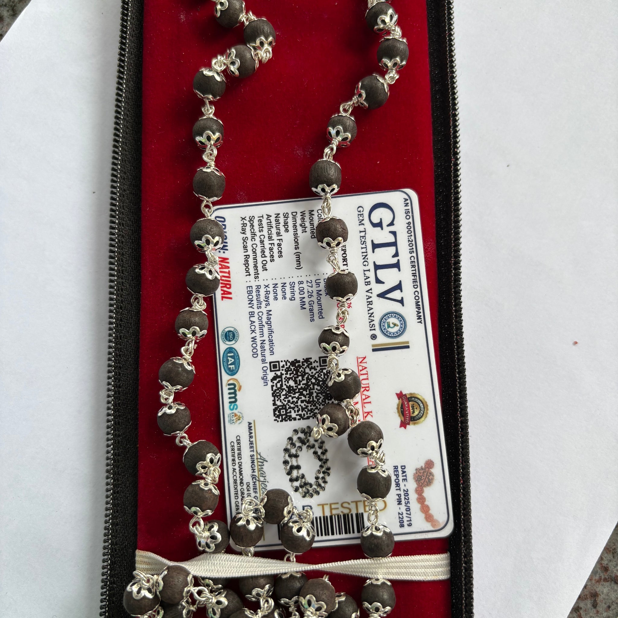 German Silver Karungali Mala – Handcrafted Ebony Wood Spiritual (Pure & Certified)