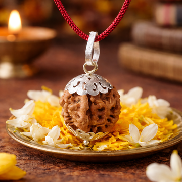 Divine Ganesh Rudraksha Pendant – Pure Nepali Bead with German Silver Caps | Certified Spiritual Protection